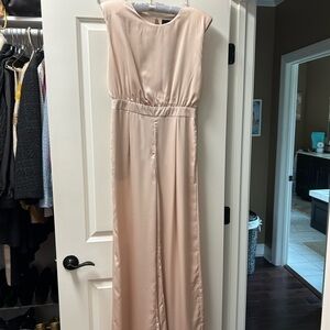 DO+BE Sleeveless Cream Satin Jumpsuit